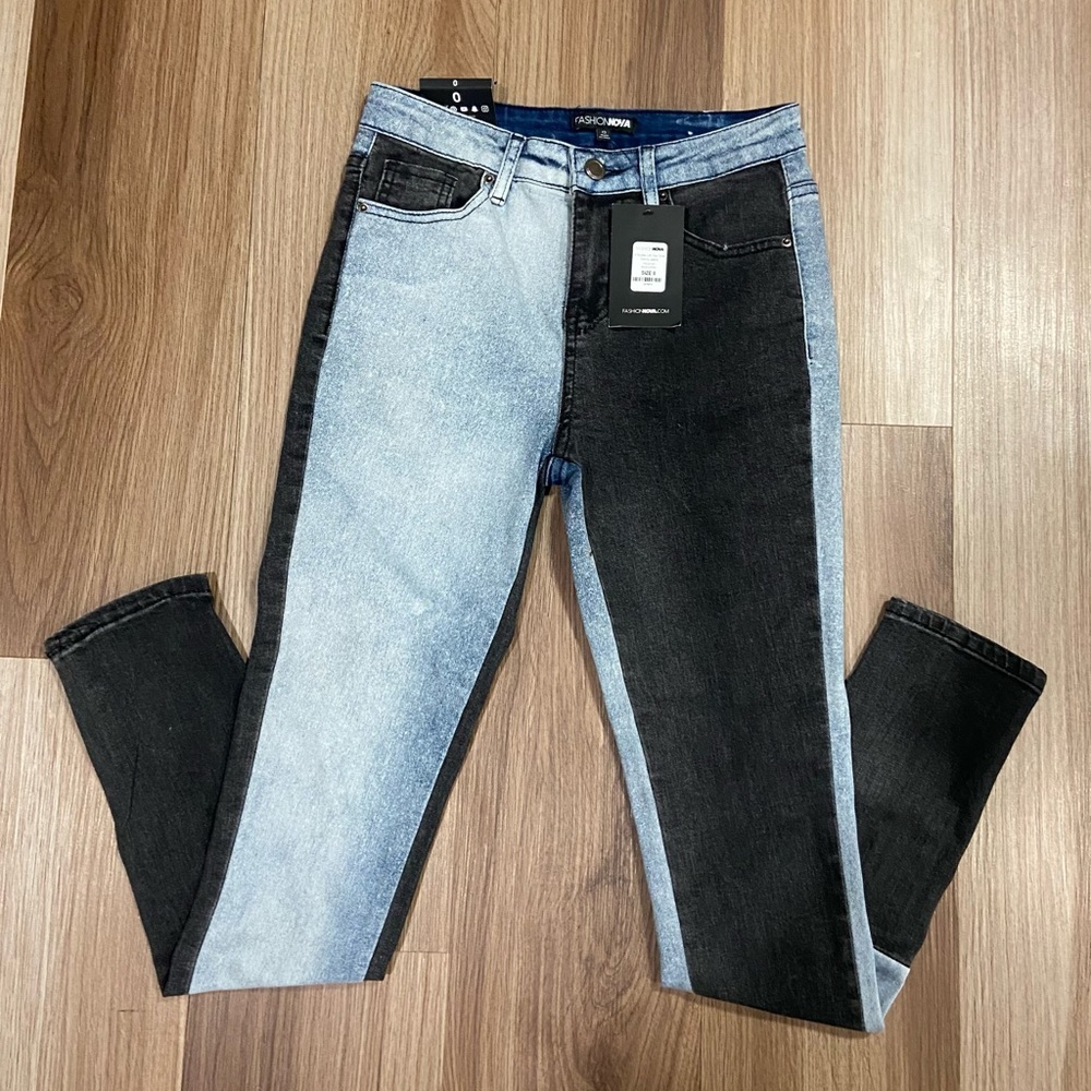 Fashion nova two tone skinny jeans